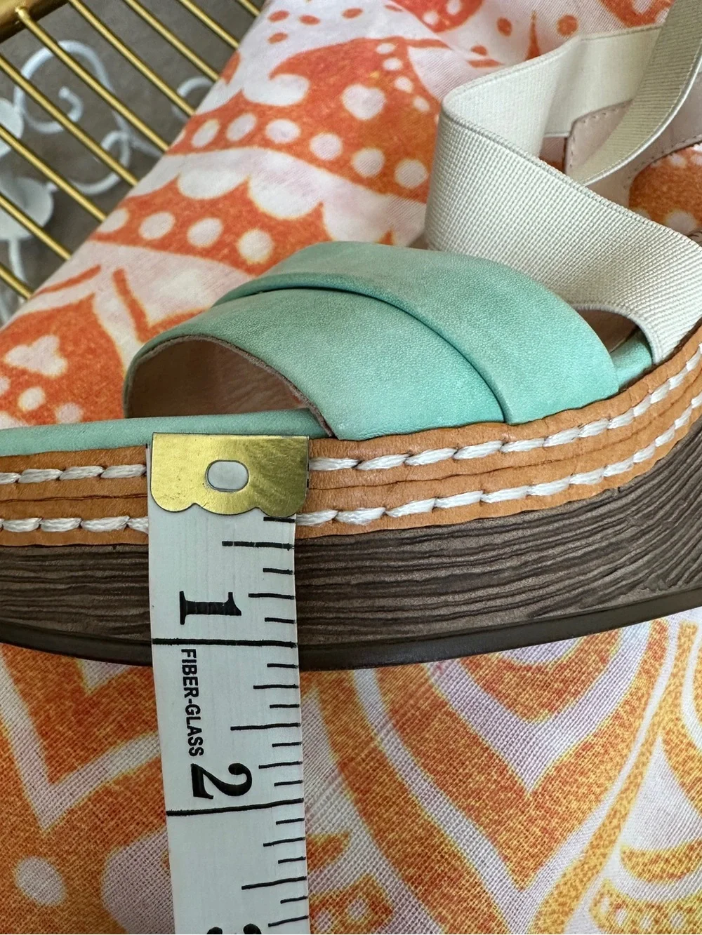 Pikolinos Mint Green Wedge Sandals with Elastic Cross Straps